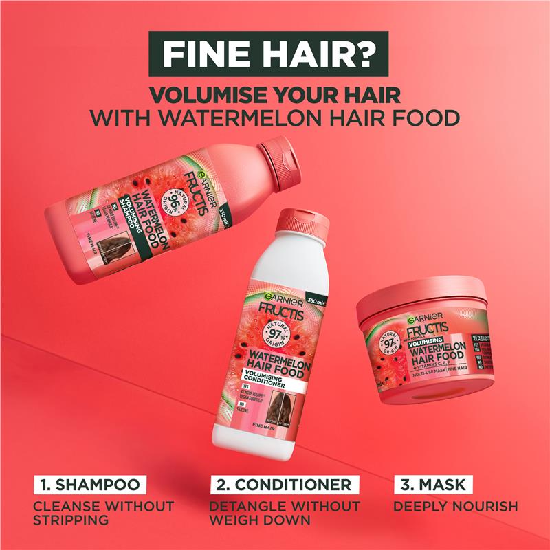 Kem Ủ Tóc Đa Công Dụng 3 Trong 1 & Thành Phần Tự Nhiên Garnier Fructis 390ml - Garnier Fructis Hair Food Watermelon/ Banana/ Papaya  3-in-1 Mask Treatment for Damaged Hair 390ml