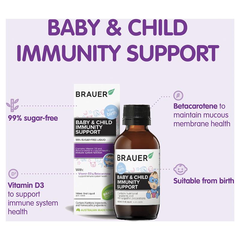 Siro tăng cường sức đề kháng cho bé Brauer Baby & Child Immunity Support 100ml