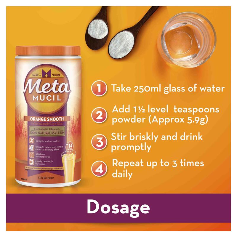 Thực Phẩm Bổ Sung Chất Xơ Metamucil Smooth Orange 48 liều 283g - Metamucil Fibre Supplement Smooth Orange 48 Dose 283g