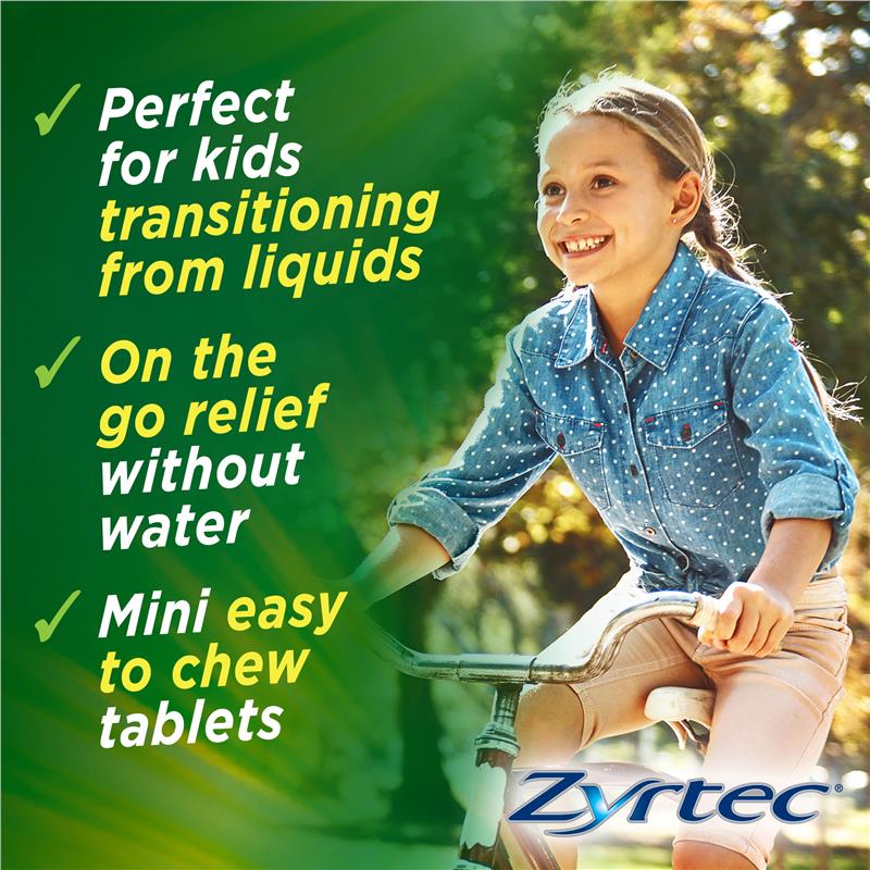 Zyrtec Kids Antihistamine Allergy & Hayfever Chewable Tablet Grape - Viên nhai giảm sốt và dị ứng vị nho 30 viên