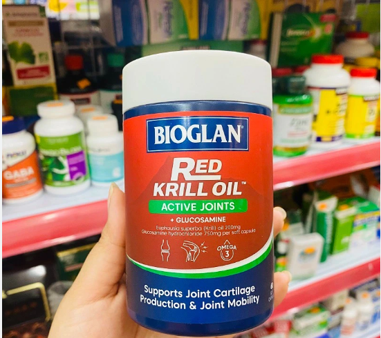 Dầu nhuyễn thể hoạt động khớp Bioglan Red Krill Oil Active Joints 60 Soft Capsules