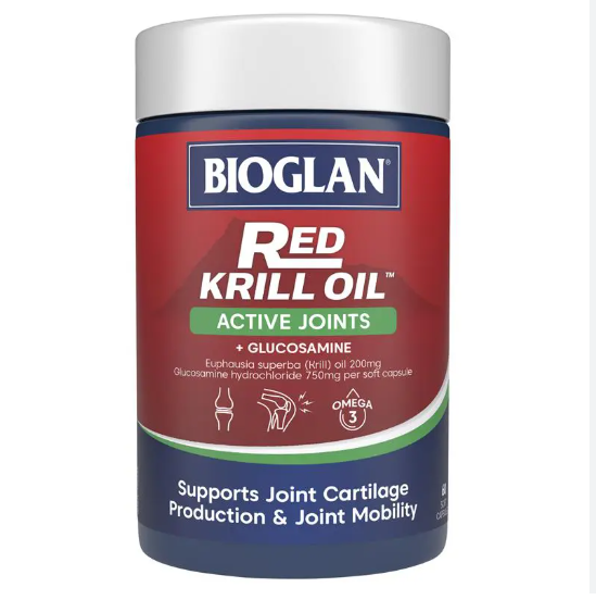 Dầu nhuyễn thể hoạt động khớp Bioglan Red Krill Oil Active Joints 60 Soft Capsules
