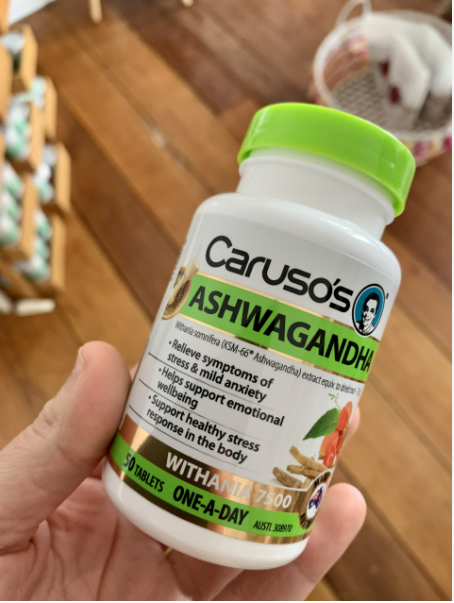 Viên uống làm giảm căng thẳng thần kinh Carusos Natural Health Ashwagandha 50 Tablets