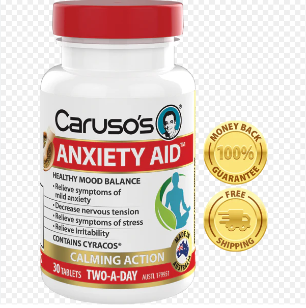 Viên uống giúp thúc đẩy cảm giác bình tĩnh và thư giãn Carusos Natural Health Anxiety Aid 30 Tablets