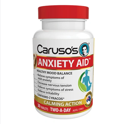 Viên uống giúp thúc đẩy cảm giác bình tĩnh và thư giãn Carusos Natural Health Anxiety Aid 30 Tablets