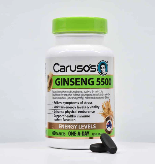 Viên uống nhân sâm giúp giảm bớt căng thẳng Carusos Natural Health One a Day Ginseng 5500 60 Tablets