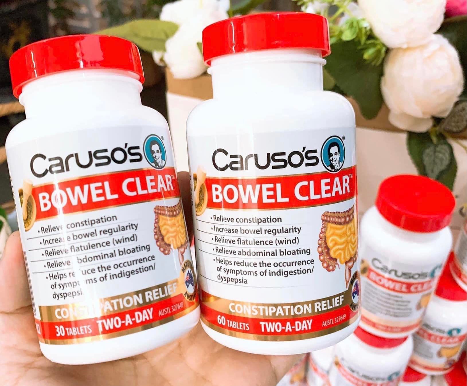 Viên uống thảo dược hỗ trợ các triệu chứng táo bón, khó tiêu, đầy hơi bụng và khí đường ruột dư thừa Carusos Natural Health Quick Cleanse Bowel Clear 30 Tablets