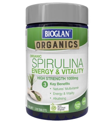 VIÊN TẢO XOẮN HỮU CƠ BIOGLAN SUPERFOODS SPIRULINA 1000MG 200 TABLETS