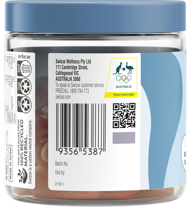 Kẹo Nhai Men Tiêu Hóa Lợi Khuẩn Úc - Swisse Adults Probiotic & Prebiotic Gummies