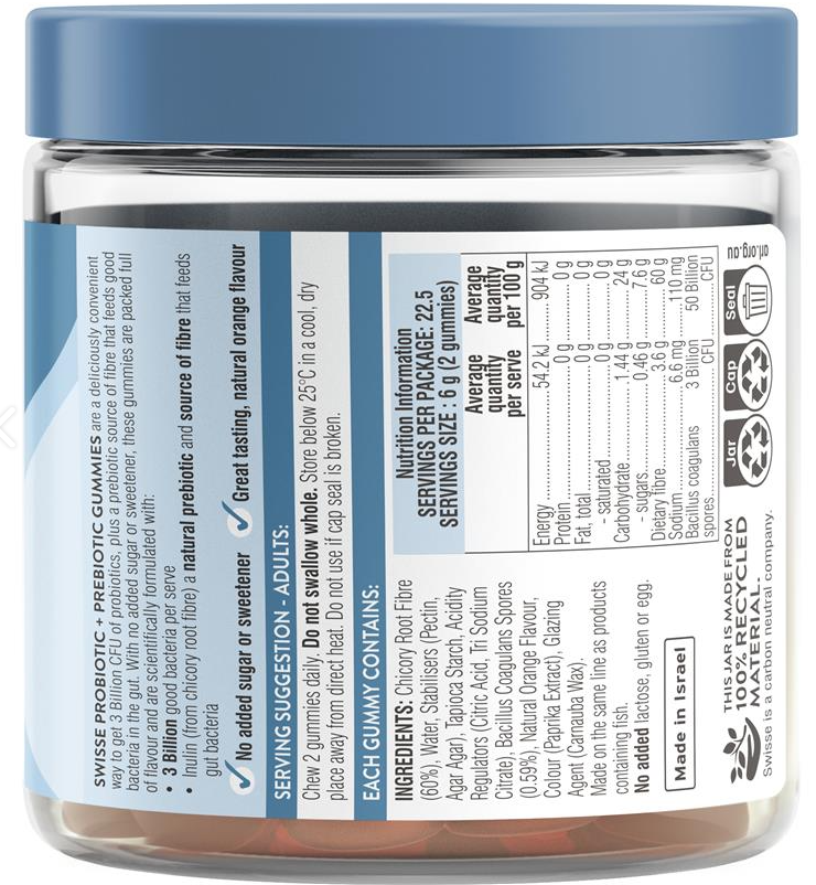 Kẹo Nhai Men Tiêu Hóa Lợi Khuẩn Úc - Swisse Adults Probiotic & Prebiotic Gummies