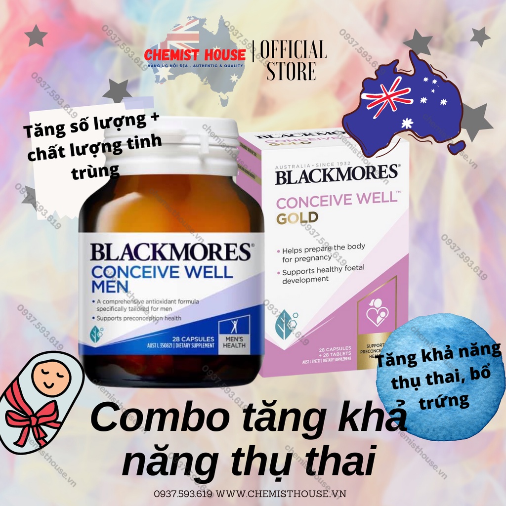 Combo Tăng Thụ Thai Blackmores 2 Món (Conceive Well Men + Blackmores Conceive Well Gold Preconception)