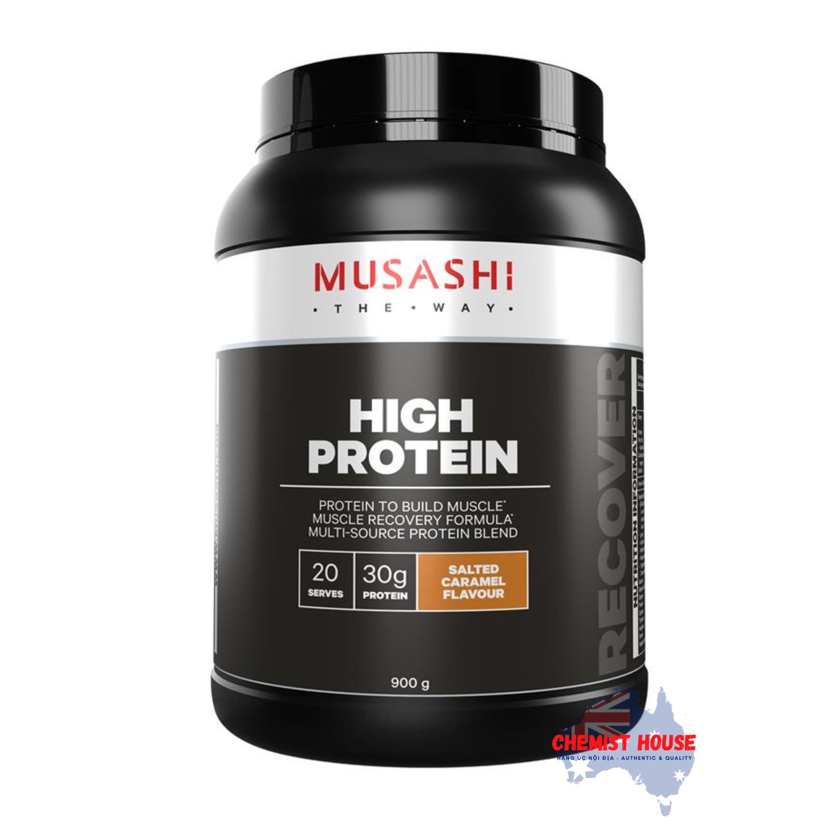 Bột Musashi High Protein Cao Musashi Phục Hồi Cơ & Tăng Cơ Vị Caramel Muối/Vanila/Chocolate - Musashi High Protein Salted Caramel/Vanila/Chocolate