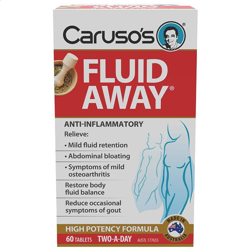 Viên uống hỗ trợ chức năng thận và gan Carusos Natural Health Fluid Away 60 Tablets