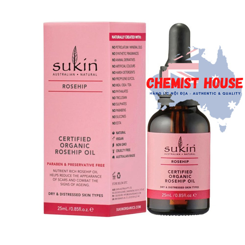 Sukin Certified Organic Rose Hip Oil - Dầu dưỡng tầm xuân 25ml