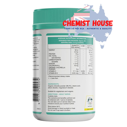 Swisse Chlorophyll+ - Viên Uống Diệp Lục Chiết Xuất Tảo Biển 100 viên