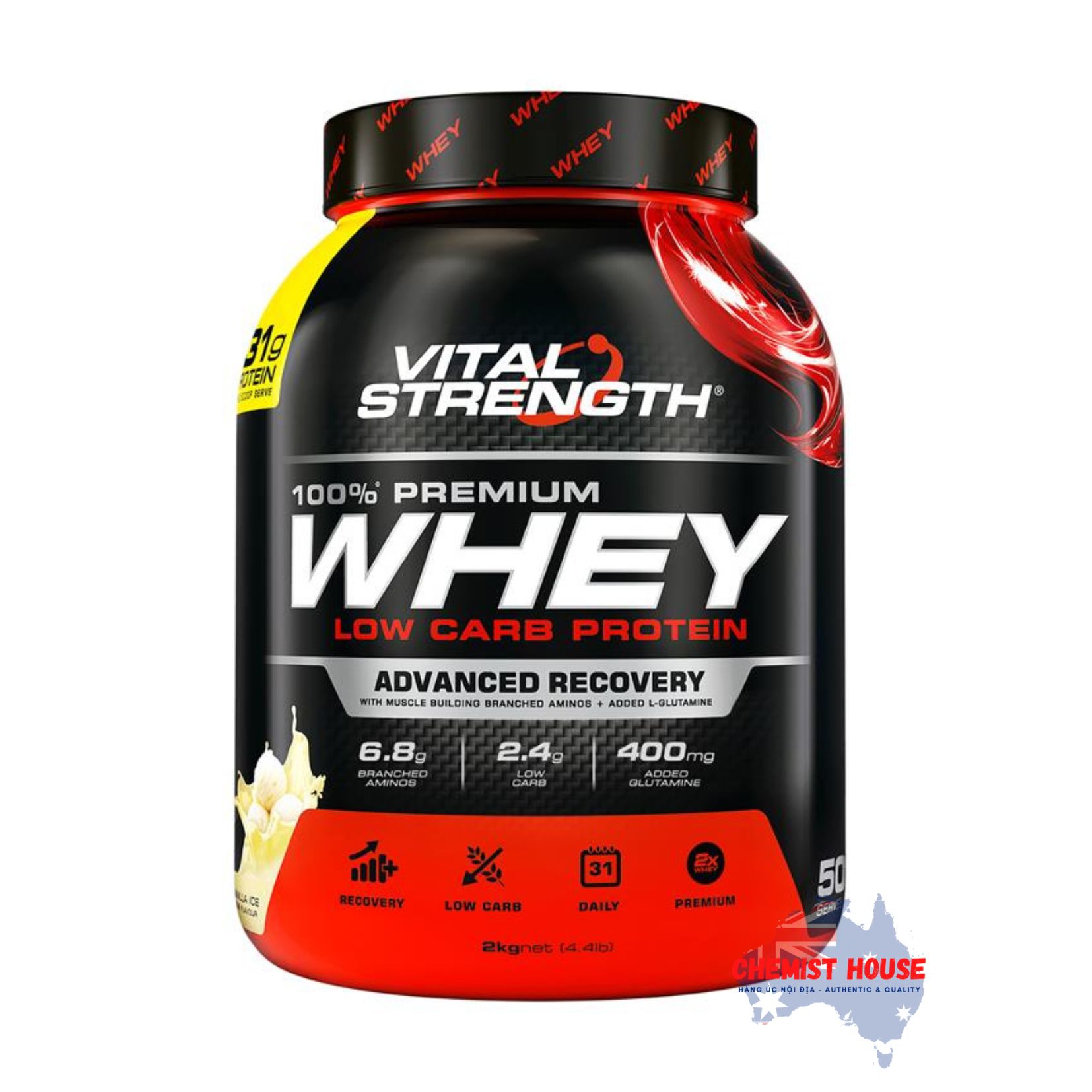 Bột Vital Strength Launch Whey Protein Tăng Trưởng & Phục Hồi Cơ Vị Vanilla/ Sô Cô La - Vital Strength Launch Whey Protein Vanilla/Chocolate