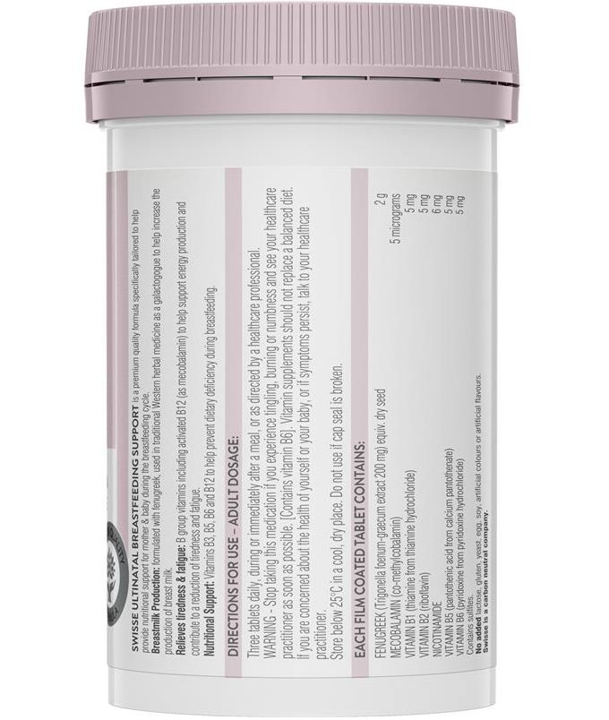 Viên uống lợi sữa từ cỏ cà ri Úc Fenugreek vitamin tổng hợp cho mẹ sau sinh & cho con bú - Swisse Breastfeeding Support