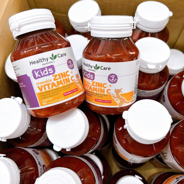 Viên nhai bố sung kẽm ZinC vitamin C cho bé Healthy Care Zinc + Vitamin C 60 viên