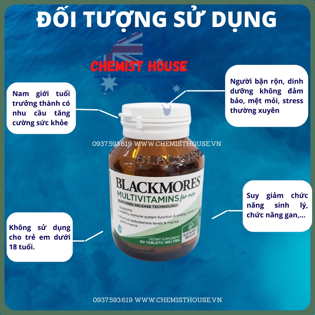 Blackmores Vitamin Tổng Hợp Nam Nữ Úc - Blackmores Multivitamin For Men | Women Tăng Năng Lượng Sức Khỏe Toàn Diện