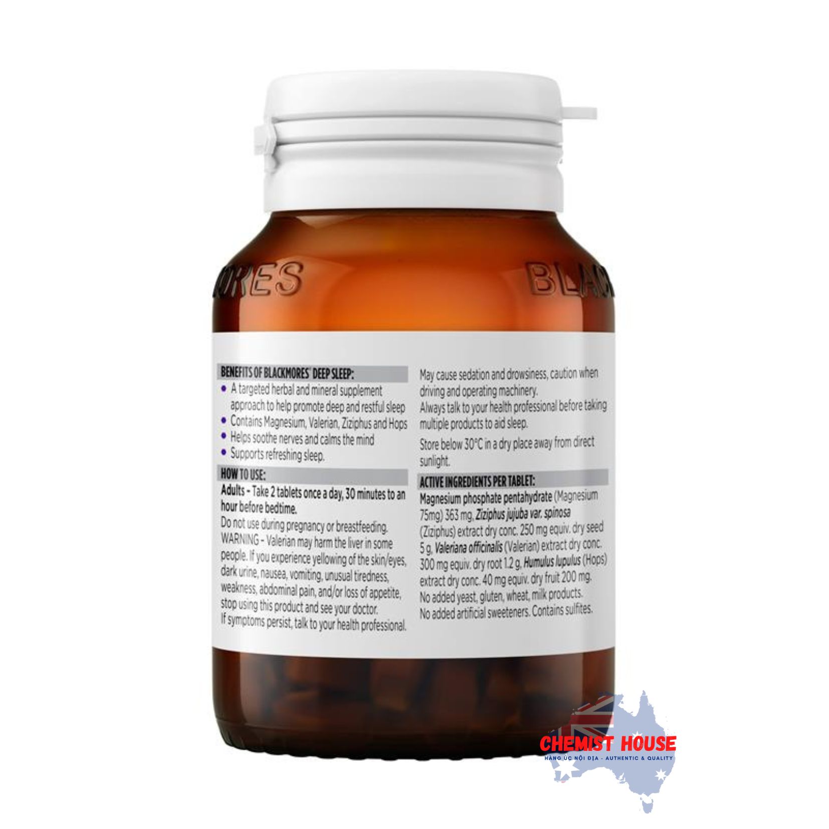 Viên Uống Hỗ Trợ Giấc Ngủ & Ngủ Sâu Blackmores 60 Viên