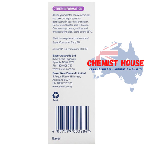 Elevit DHA For Pregnancy and Breastfeeding capsules (60 days) - Viên uống bổ sung DHA cho Mẹ Bầu 60 viên