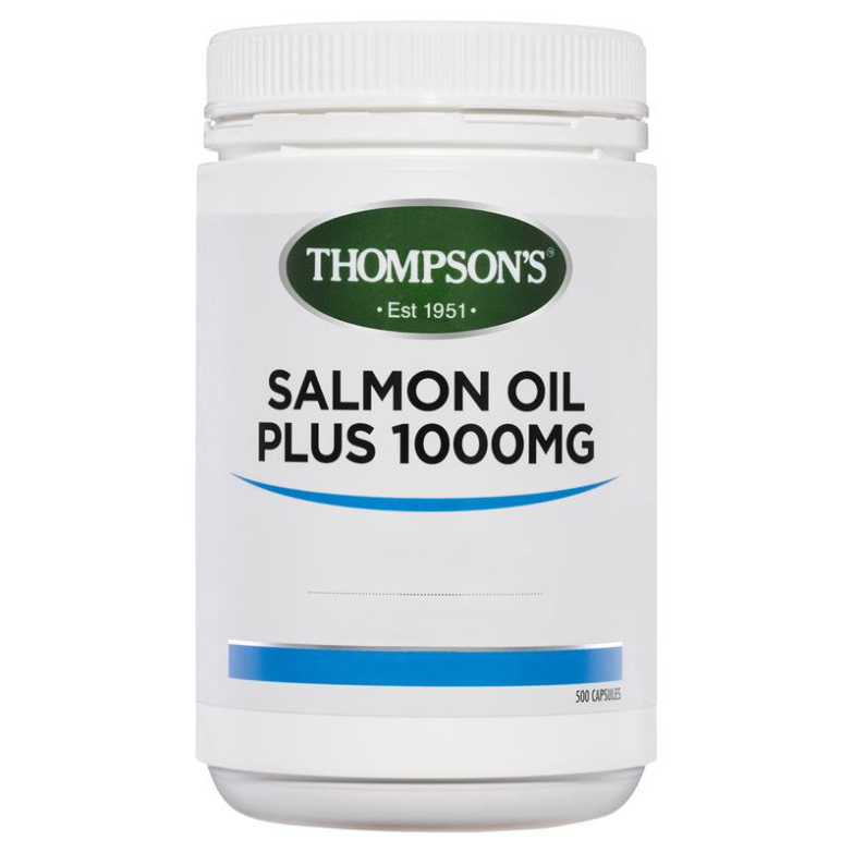Viên uống dầu cá hồi hỗ trợ tim mạch và não bộ Thompson’s Salmon Oil Plus 1000mg 500 capsules