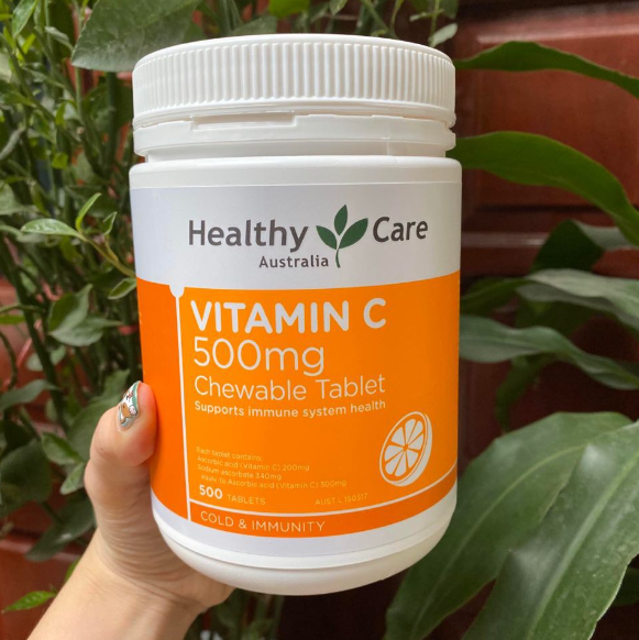 Viên C Hỗ Trợ Giảm Các Triệu Chứng Do Cảm Lạnh TĂNG ĐỀ KHÁNG Healthy Care Vitamin C 500mg Chewable