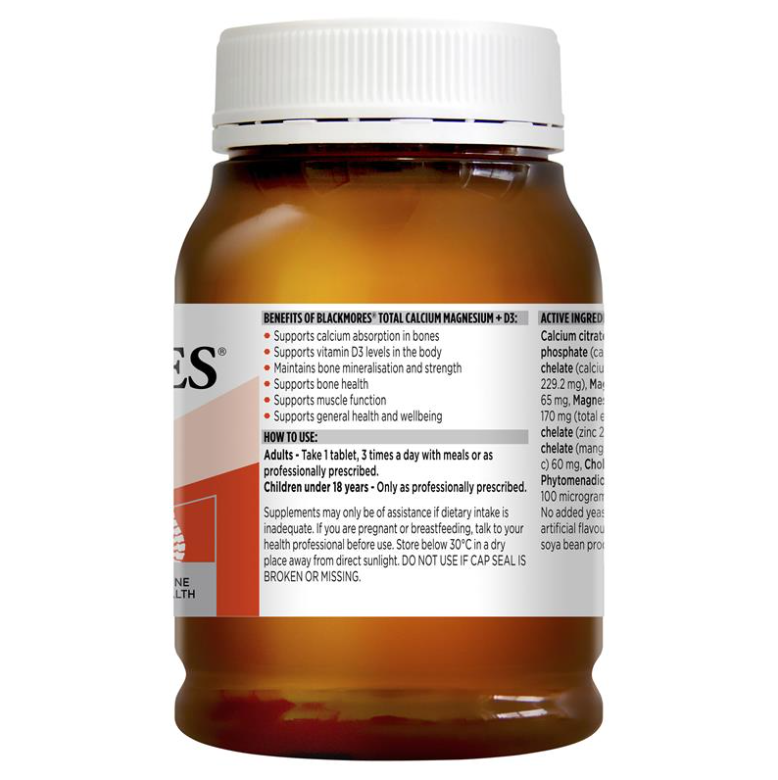 Viên uống chắc khỏe NGỪA LOÃNG XƯƠNG Blackmores Total Calcium Magnesium + D3
