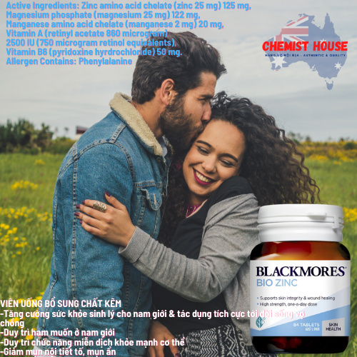 Viên uống bổ sung kẽm khỏe da - Blackmores Bio Zinc Hàng chuẩn nội địa Úc hàm lượng kẽm 125mg trở lên Date xa