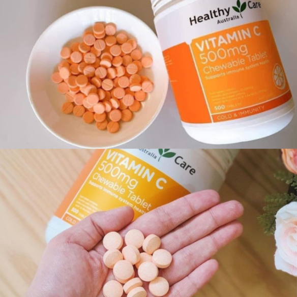 Viên C Hỗ Trợ Giảm Các Triệu Chứng Do Cảm Lạnh TĂNG ĐỀ KHÁNG Healthy Care Vitamin C 500mg Chewable