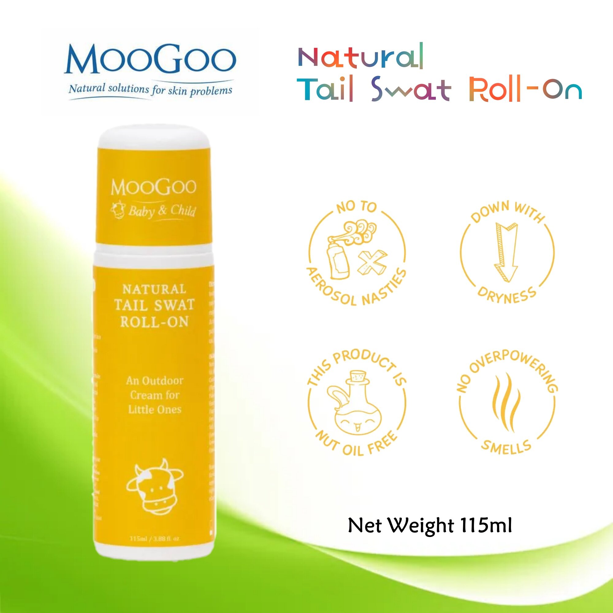 Kem Dưỡng Da Mặt Và Body MooGoo Nhẹ Nhàng Phù Hợp Mọi Lứa Tuổi & Da Nhạy Cảm - Moogoo Baby And Child Tail Swat Roll-On 115ml