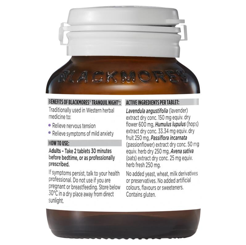 Viên uống hỗ trợ giấc ngũ sảng khoái tinh thần - Blackmores Tranquil Night Sleep Support Vitamin 60 viên