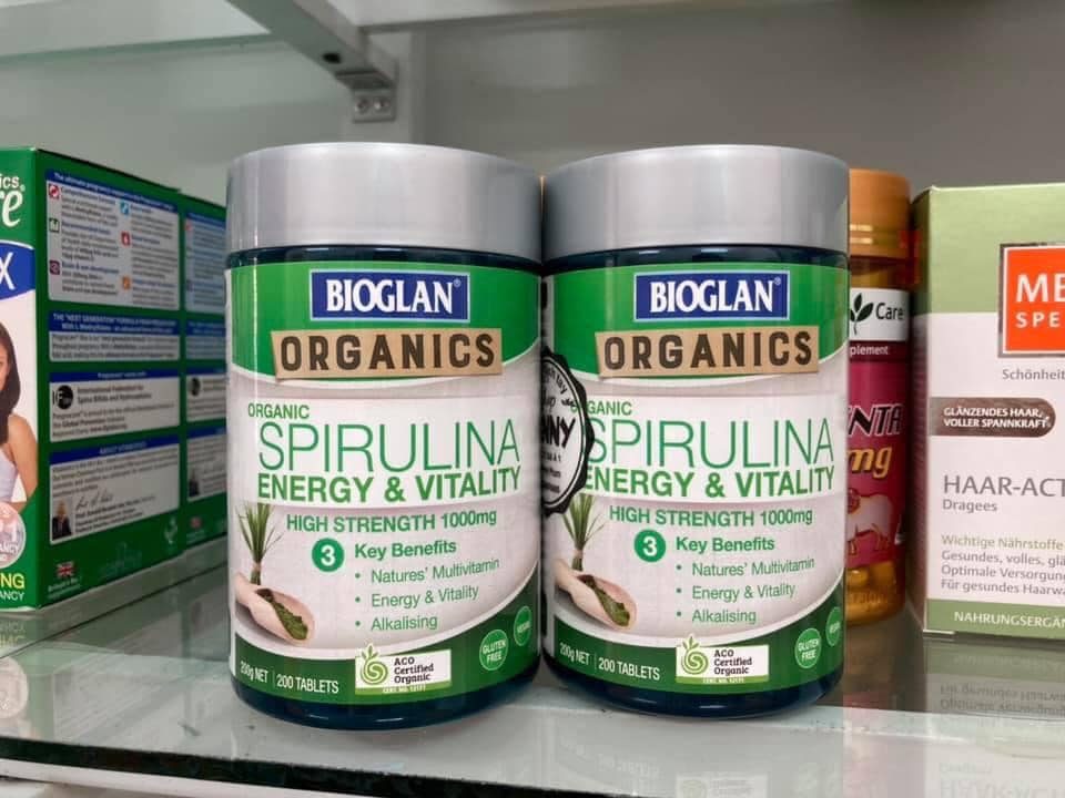 VIÊN TẢO XOẮN HỮU CƠ BIOGLAN SUPERFOODS SPIRULINA 1000MG 200 TABLETS