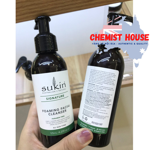 Sukin Foaming Facial Cleanser Pump - Sữa rửa mặt tạo bọt 125ml