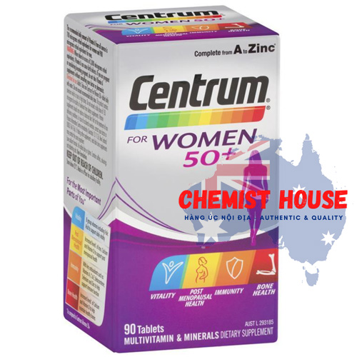Centrum For Women 50+ 90 Tablets - Vitamin tổng hợp cho phụ nữ trên 50 tuổi 90 viên