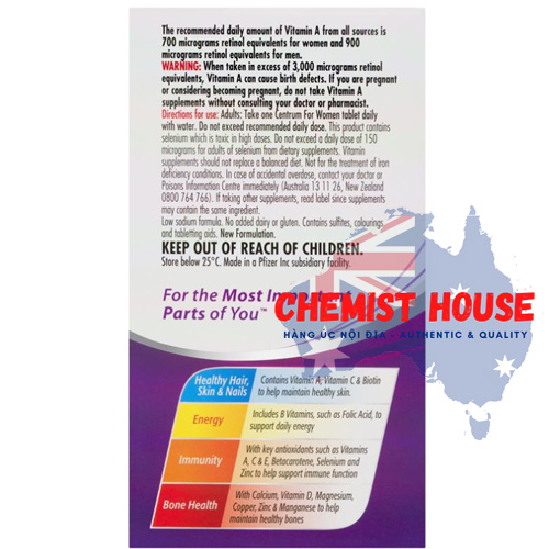 Centrum For Women 90 Tablets Exclusive Size - Vitamin Tổng Hợp cho Nữ 90 viên