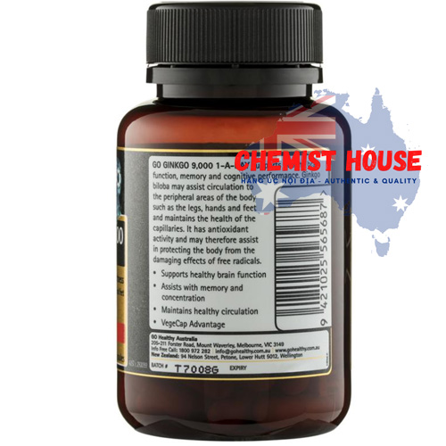 GO Healthy Ginkgo 9000+ - Viên uống bổ não 60 viên