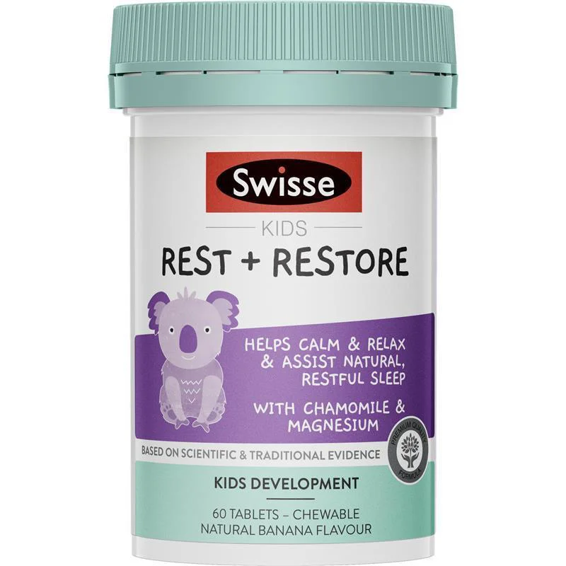 Viên Nhai Giúp Bé Ngủ Ngon ,Trẻ Em Từ 2 Tuổi Swisse Kids Rest & Restore 60 Viên