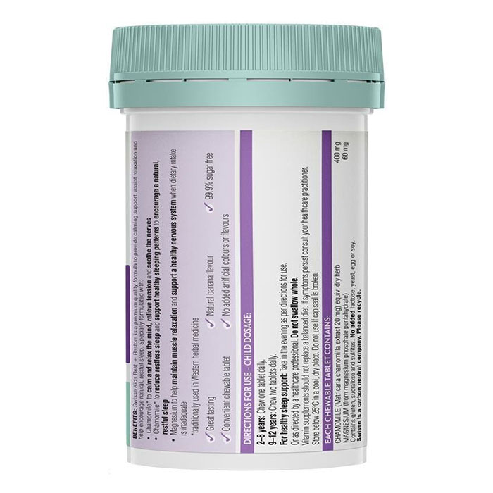 Viên Nhai Giúp Bé Ngủ Ngon ,Trẻ Em Từ 2 Tuổi Swisse Kids Rest & Restore 60 Viên