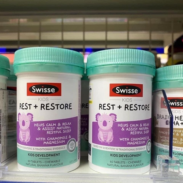 Viên Nhai Giúp Bé Ngủ Ngon ,Trẻ Em Từ 2 Tuổi Swisse Kids Rest & Restore 60 Viên