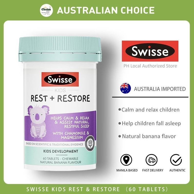 Viên Nhai Giúp Bé Ngủ Ngon ,Trẻ Em Từ 2 Tuổi Swisse Kids Rest & Restore 60 Viên