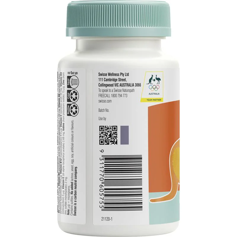 Viên Nhai Bổ Sung Vitamin Tổng Hợp Cho Bé Từ 2 Tuổi - Swisse Kids Multi 60 Kẹo Nhai