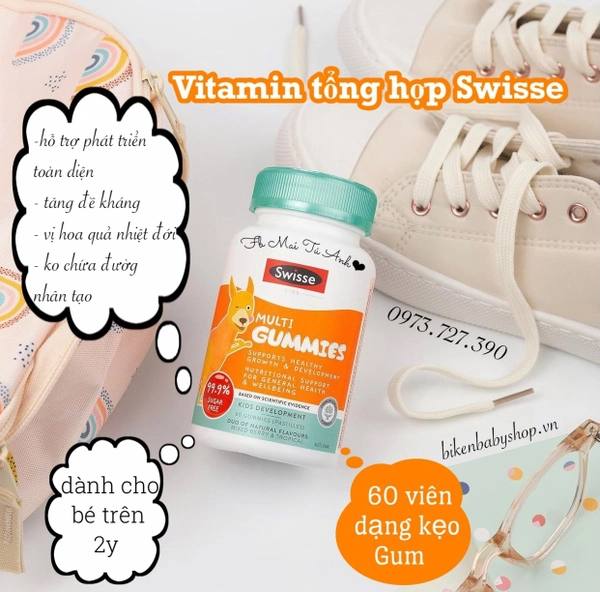 Viên Nhai Bổ Sung Vitamin Tổng Hợp Cho Bé Từ 2 Tuổi - Swisse Kids Multi 60 Kẹo Nhai