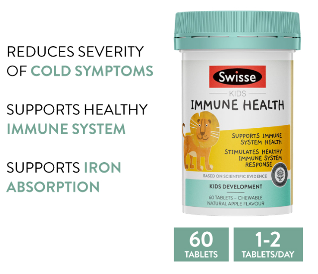 Viên Uống Hỗ Trợ Hệ Miễn Dịch Cho Trẻ Em Tư 2 Tuổi Swisse Kids Immune Health 60 Viên