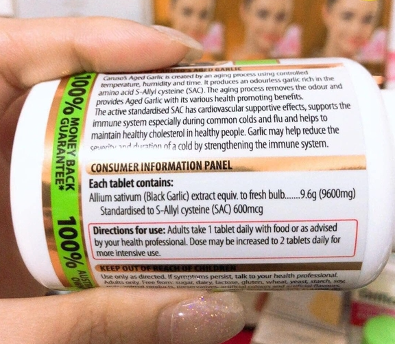 Viên uống tỏi giúp hỗ trợ và tăng cường hệ thống miễn dịch Carusos Natural Health One a Day Aged Garlic Odourless 60 Viên