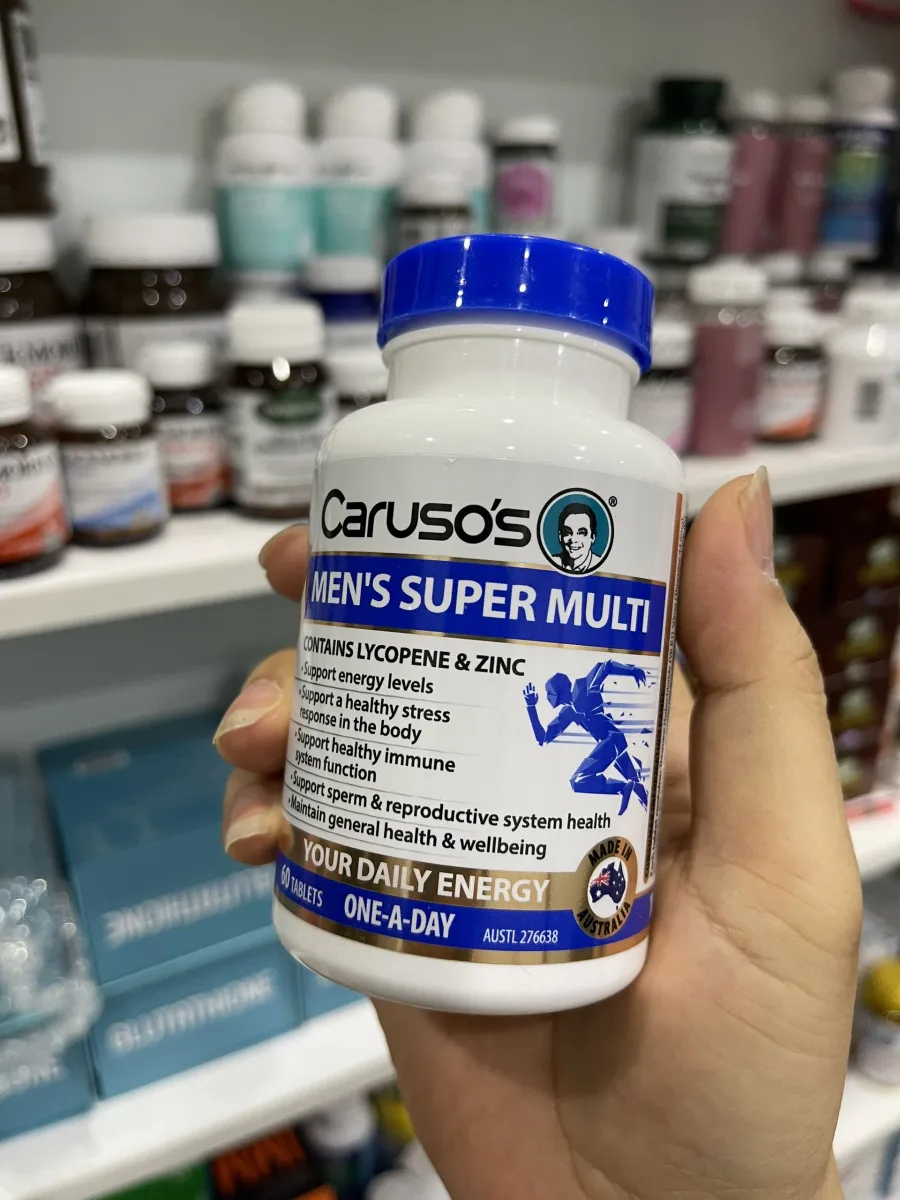Viên uống hỗ trợ sức khỏe nói chung và đặc biệt là sức khỏe của nam giới Carusos Natural Health Ultra Max Mens Super Multi 60 Viên