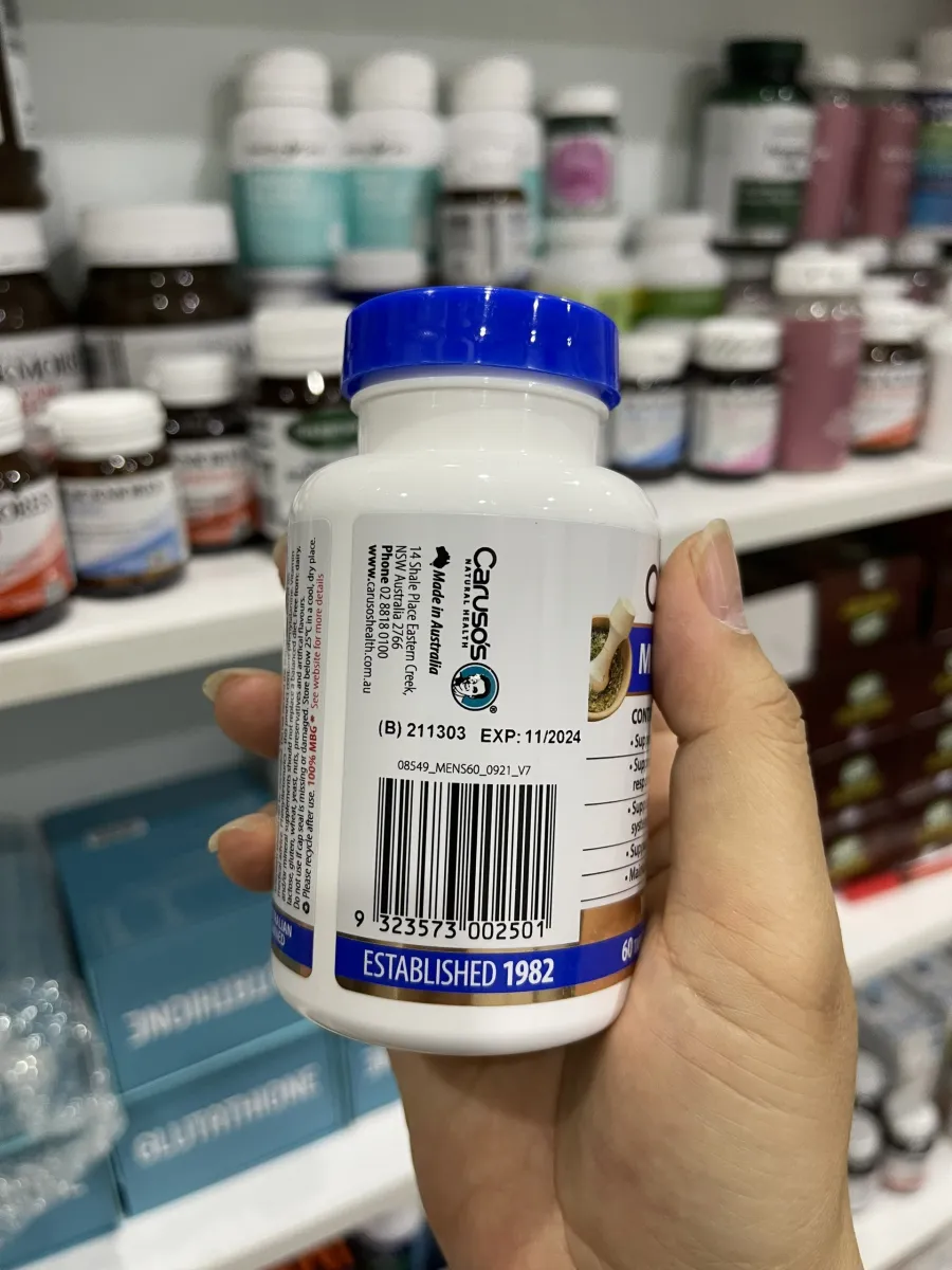 Viên uống hỗ trợ sức khỏe nói chung và đặc biệt là sức khỏe của nam giới Carusos Natural Health Ultra Max Mens Super Multi 60 Viên