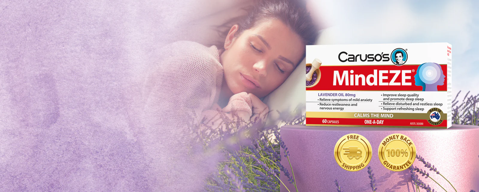 Viên Uống Hỗ Trợ Giảm Căng Thẳng Lo Giúp Ngủ Ngon Và Sâu Carusos MindEZE 60 Viên