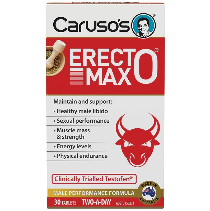Viên uống duy trì sức khỏe sinh sản nam giới Carusos Natural Health Erecto MAX 30 Viên