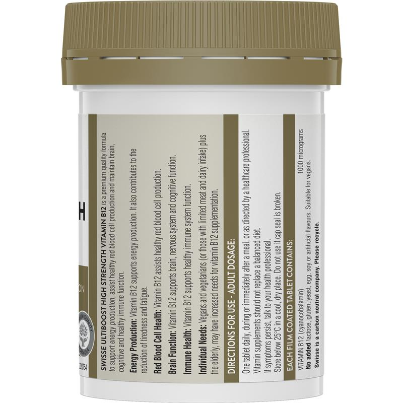 Viên uống bỏ sung vitamin B hàm lượng cao - Swisse Vitamin B12 60 Viên